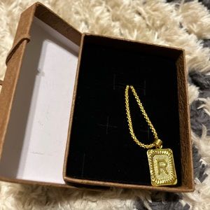 18kt gold plated initial necklace. New in box.